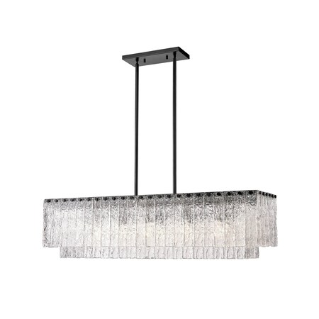 Z-Lite Glacier Linear Chandelier, 5-Light, 11.75 In.W x 42.75 In.L x 11.5 In.H, Matte Black/Clear 1943-42L-MB